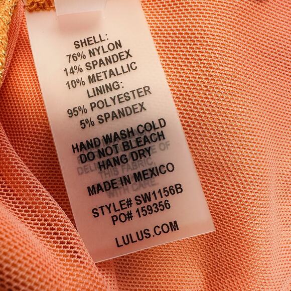 New Lulus Glittering Waters Orange Sparkly High Rise Bikini Swim Bottoms Size S - Picture 5 of 5